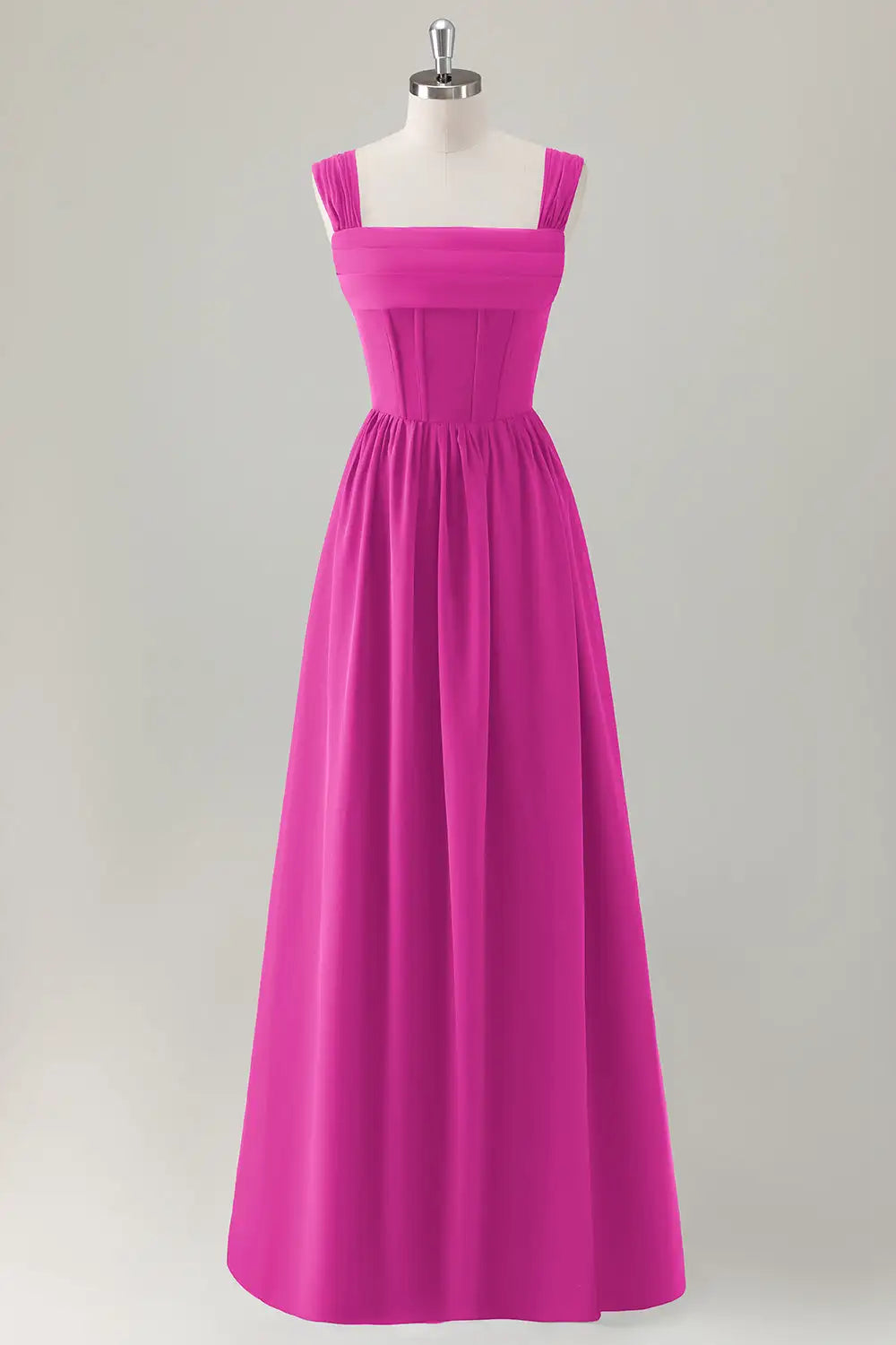 CNTNZ DRESS A-Line Square Neck Pleated Corset Lace Up Back Elegant Long Hot Sale Prom Dress