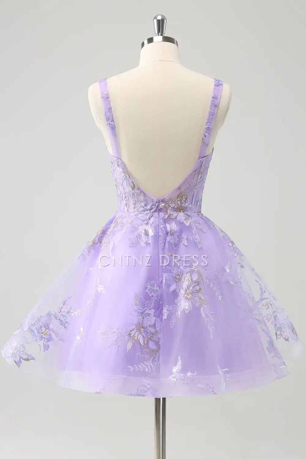 CNTNZ DRESS A-Line Wide Shoulder Strap Sleeveless Sweetheart Corset Embroidered Backless Sequins Short Dress Hot Sale Homecoming Dress