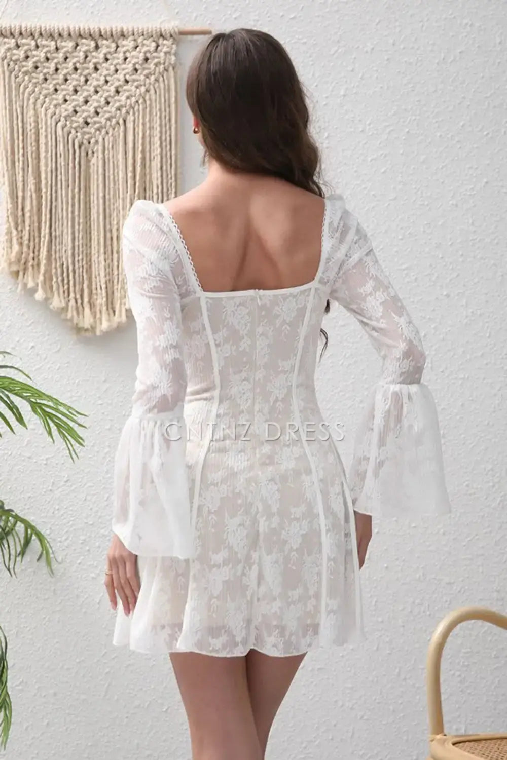 CNTNZ DRESS Charming Bodycon Sweetheart Long Sleeves Lace Dress Short Dress Hot Sale Homecoming Dress