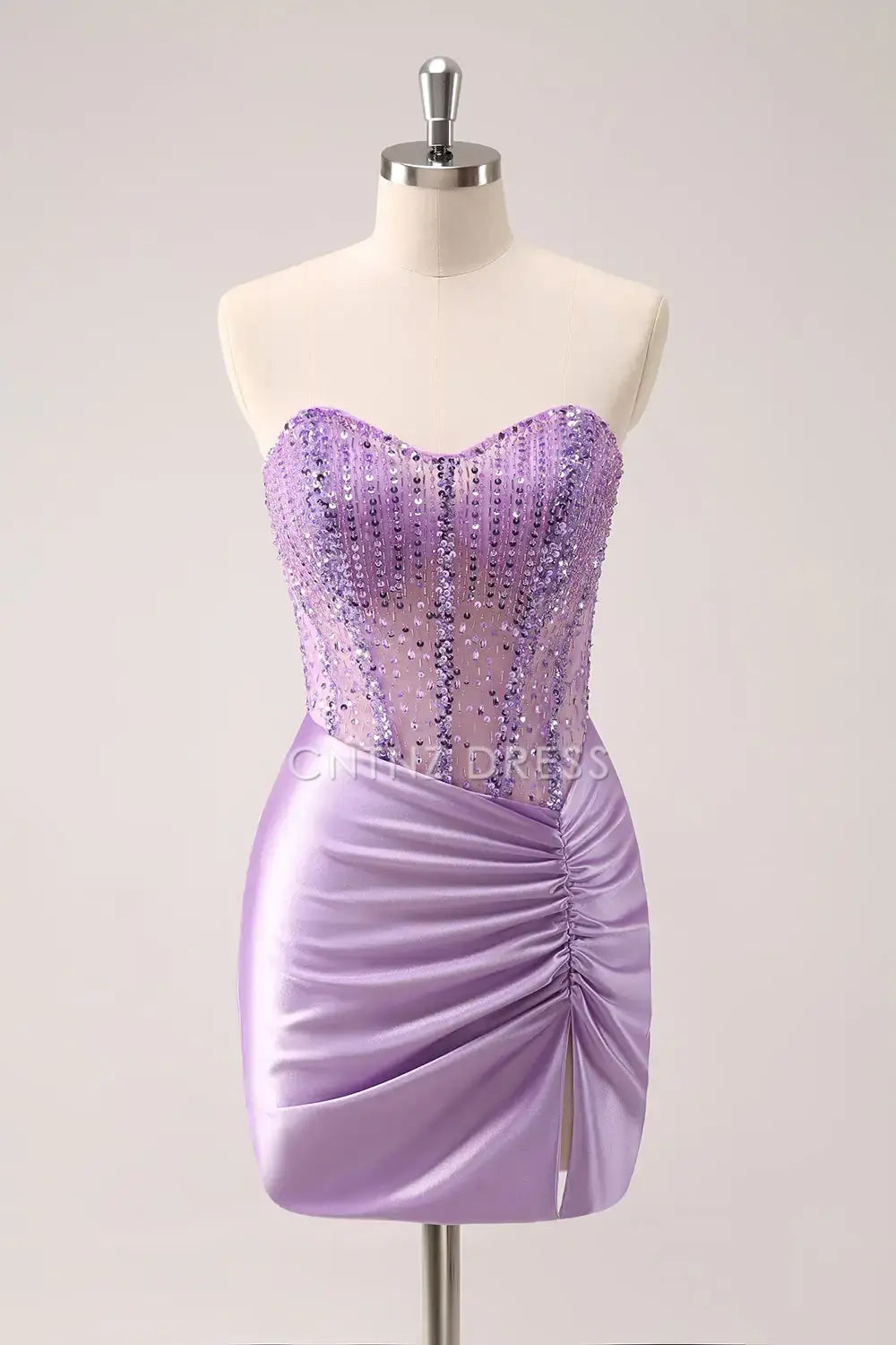 CNTNZ DRESS Charming Sparkly Strapless Sweetheart Beading Corset Tight Short Dress Hot Sale Homecoming Dress