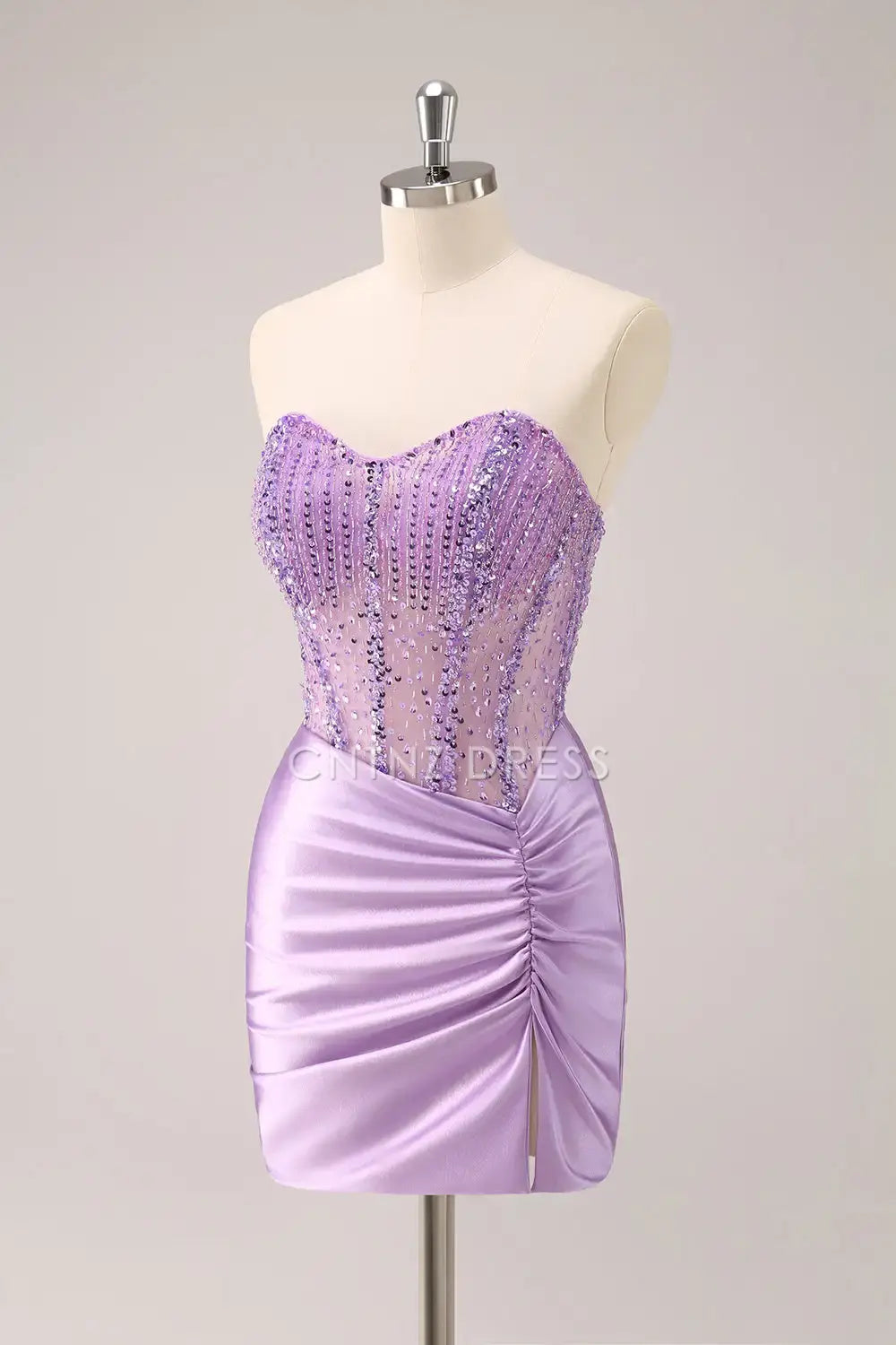 CNTNZ DRESS Charming Sparkly Strapless Sweetheart Beading Corset Tight Short Dress Hot Sale Homecoming Dress