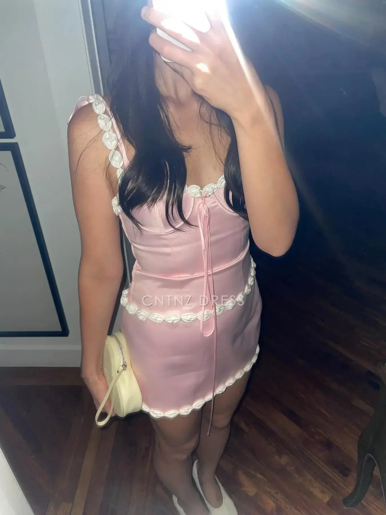 CNTNZ DRESS Cute Sheath Spaghetti Straps Sweetheart Neckline Pink with Appliques Unique Cocktail Dress Short Homecoming Dress