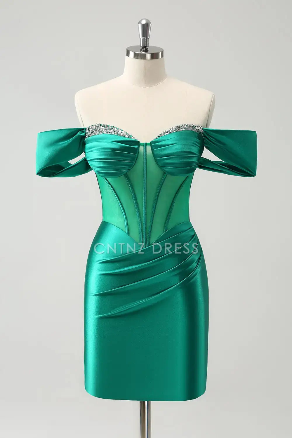 CNTNZ DRESS Elegant Sheath Sweetheart Off the Shoulder Sleeveless Pleated Beading Short Dress Hot Sale Homecoming Dress