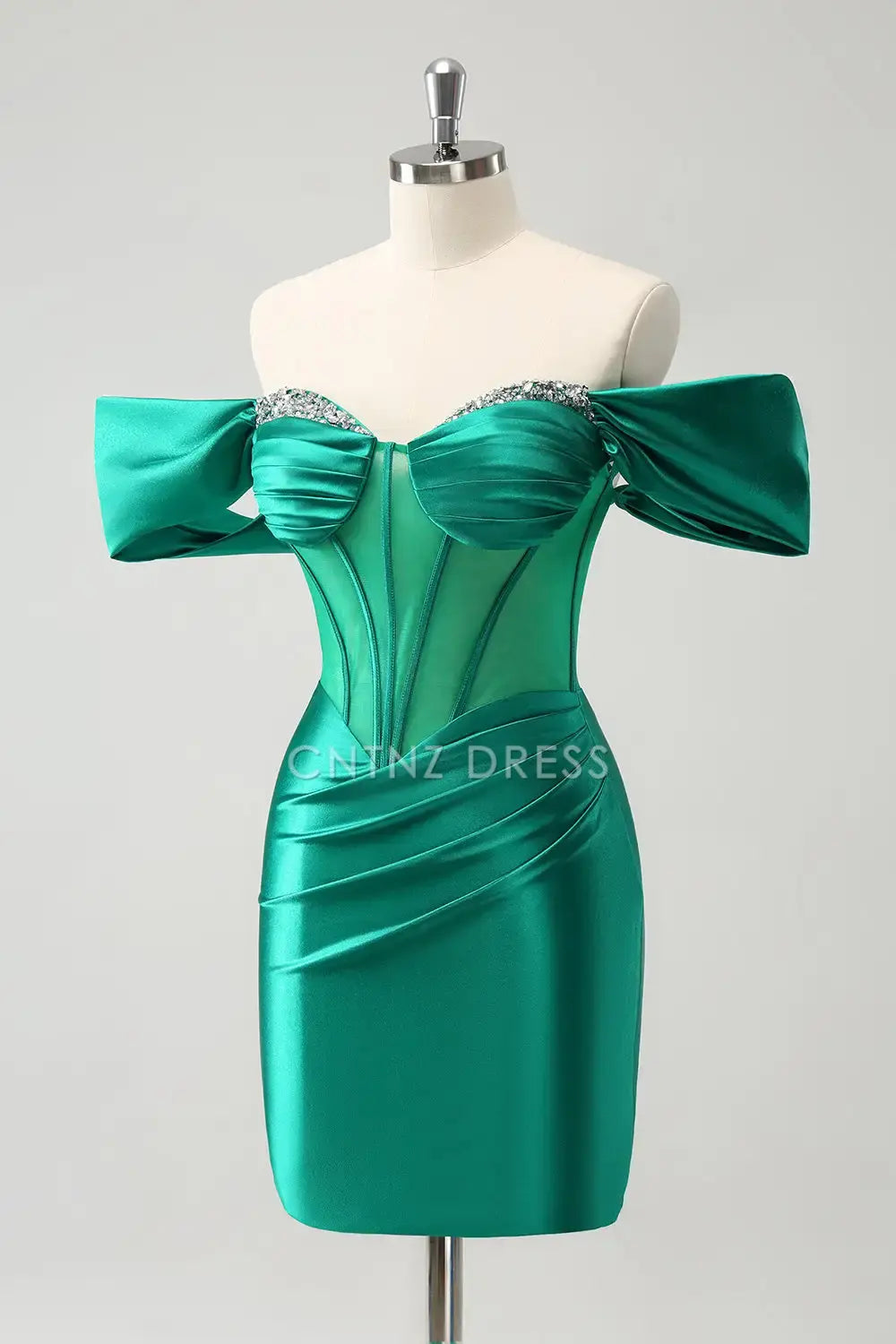 CNTNZ DRESS Elegant Sheath Sweetheart Off the Shoulder Sleeveless Pleated Beading Short Dress Hot Sale Homecoming Dress