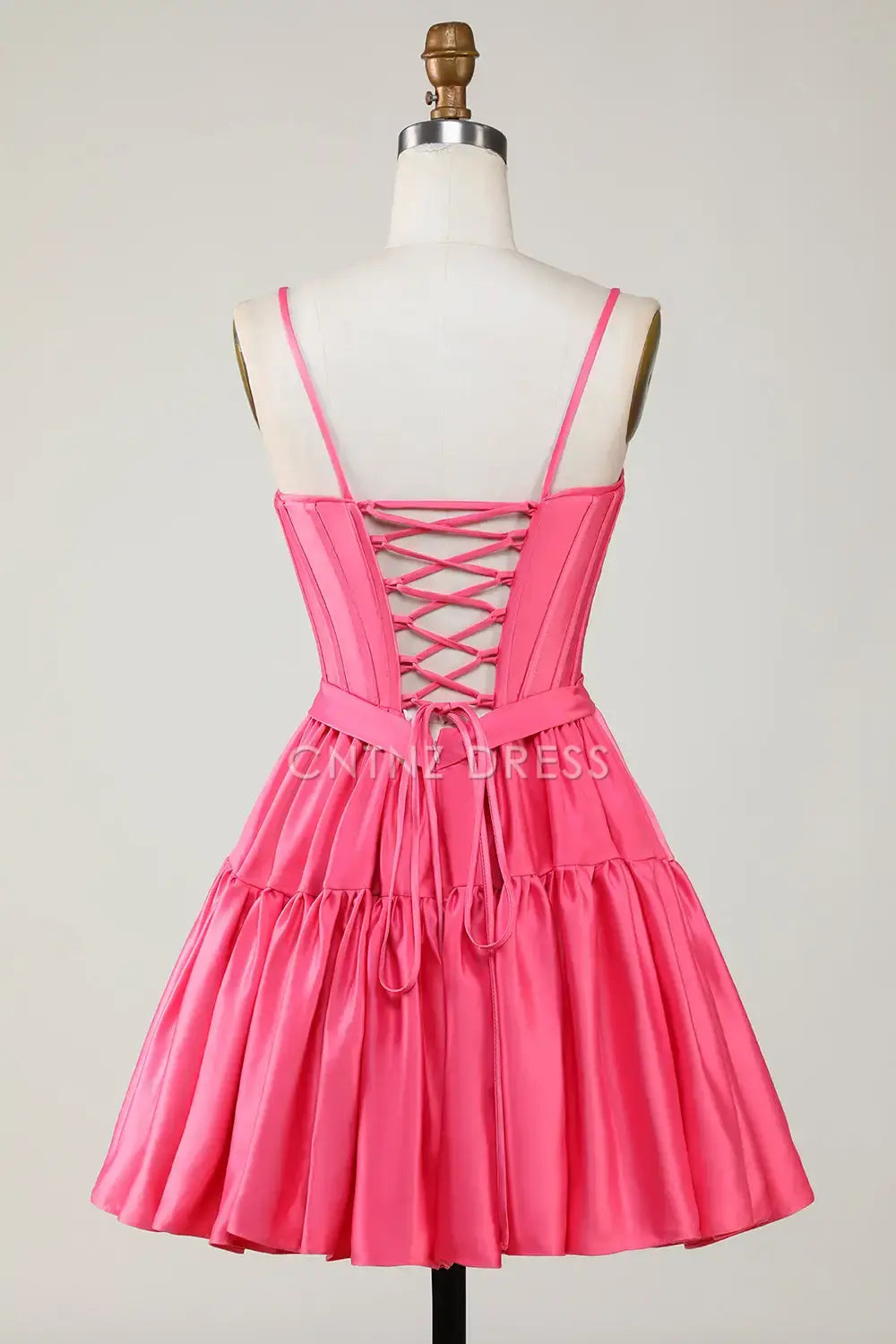 CNTNZ DRESS Elegant Simple A-Line Bow Spaghetti Straps Pleated Fashion Short Dress Hot Sale Homecoming Dress