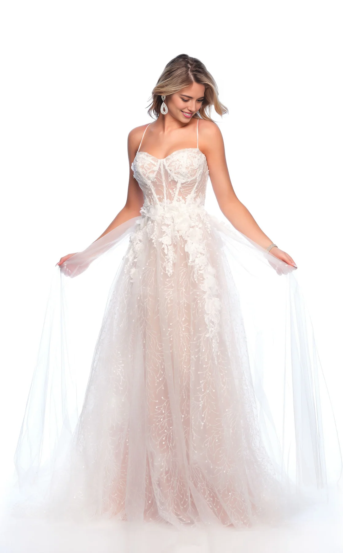 CNTNZ DRESS Exquisite A Line Spaghetti Strap Sweetheart Neckline Backless 3D Flower Floor-Length Fantastic Hot Sale Wedding Dress