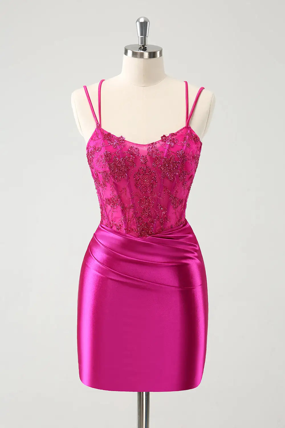 CNTNZ DRESS Exquisite Bodycon Spaghetti Straps Pleated Backless Beaded Short Dress Hot Sale Homecoming Dress