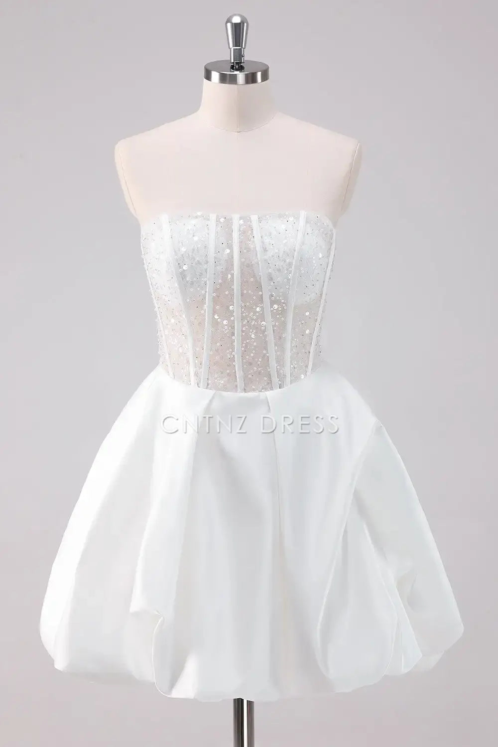 CNTNZ DRESS Exquisite Exquisite Sparkly A-Line Strapless Pleated Sequin Cute Short Dress Hot Sale Homecoming Dress