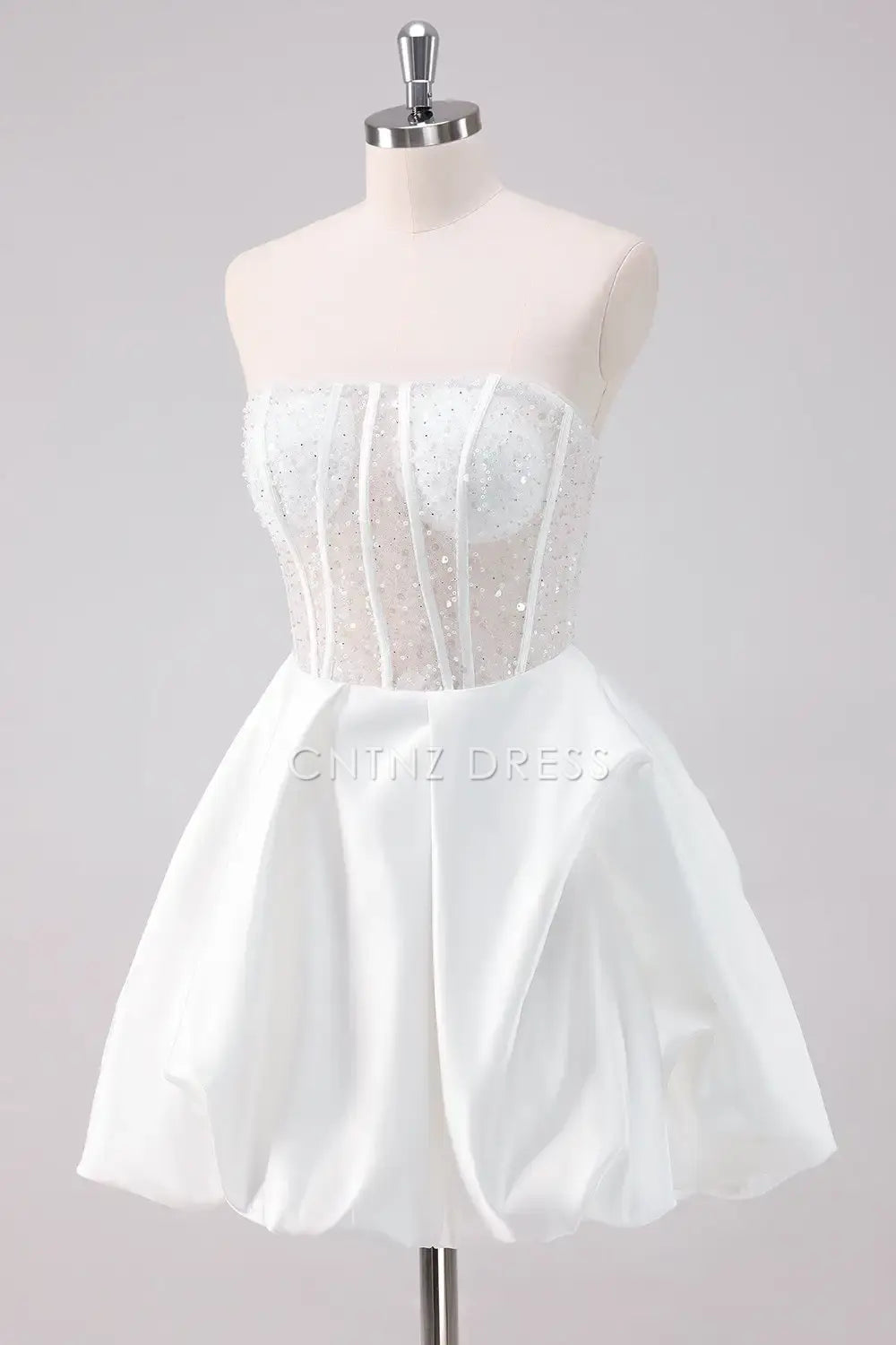 CNTNZ DRESS Exquisite Exquisite Sparkly A-Line Strapless Pleated Sequin Cute Short Dress Hot Sale Homecoming Dress