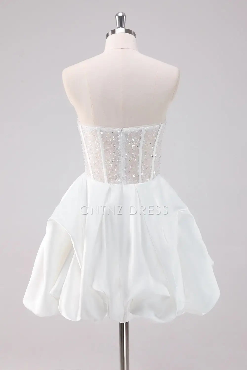 CNTNZ DRESS Exquisite Exquisite Sparkly A-Line Strapless Pleated Sequin Cute Short Dress Hot Sale Homecoming Dress