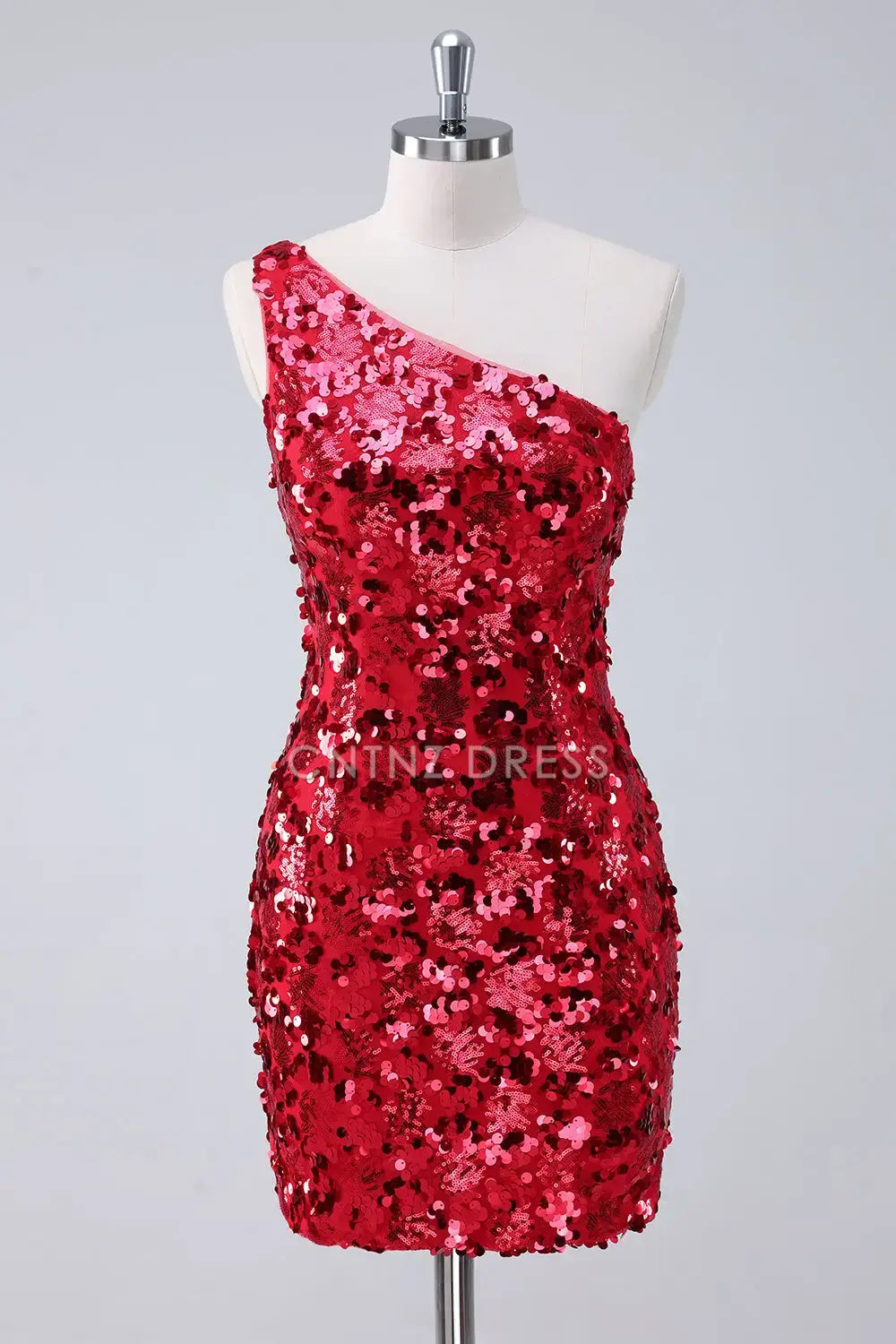 CNTNZ DRESS Fashion Sparkly Sheath One Shoulder Tight Backless Sequins Short Dress Hot Sale Homecoming Dress