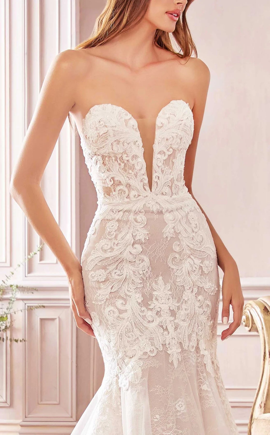 CNTNZ DRESS Gorgeous Mermaid Strapless Sweetheart Luxurious Lace Hot Sale Wedding Dress