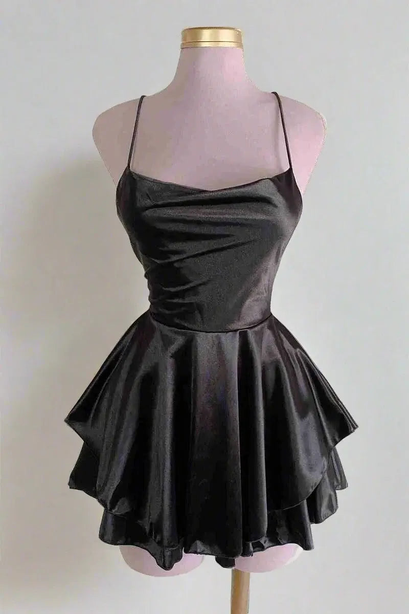 CNTNZ DRESS Hot Sale Homecoming Dress Charming A-Line Spaghetti Strap Lace-Up Backless Simple Sexy Short Party Dress Mini Dress