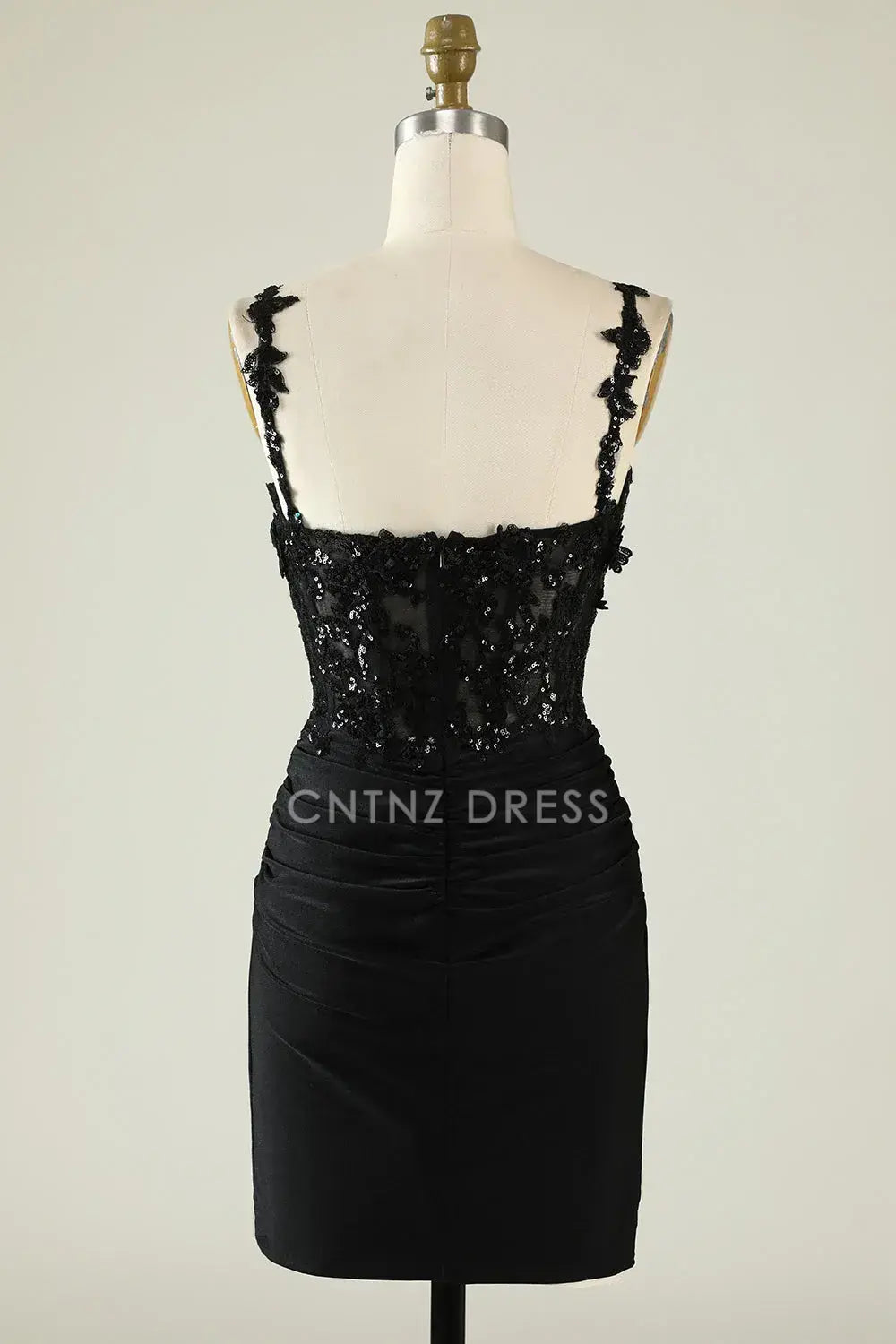 CNTNZ DRESS Hot Sale Homecoming Dress Charming Sheath Spaghetti Strap Sweetheart Neckline Sequines Appliques Pleated Sparkle Short Dress