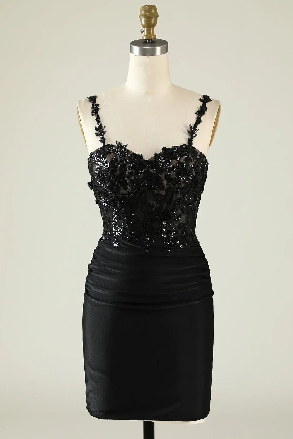CNTNZ DRESS Hot Sale Homecoming Dress Charming Sheath Spaghetti Strap Sweetheart Neckline Sequines Appliques Pleated Sparkle Short Dress