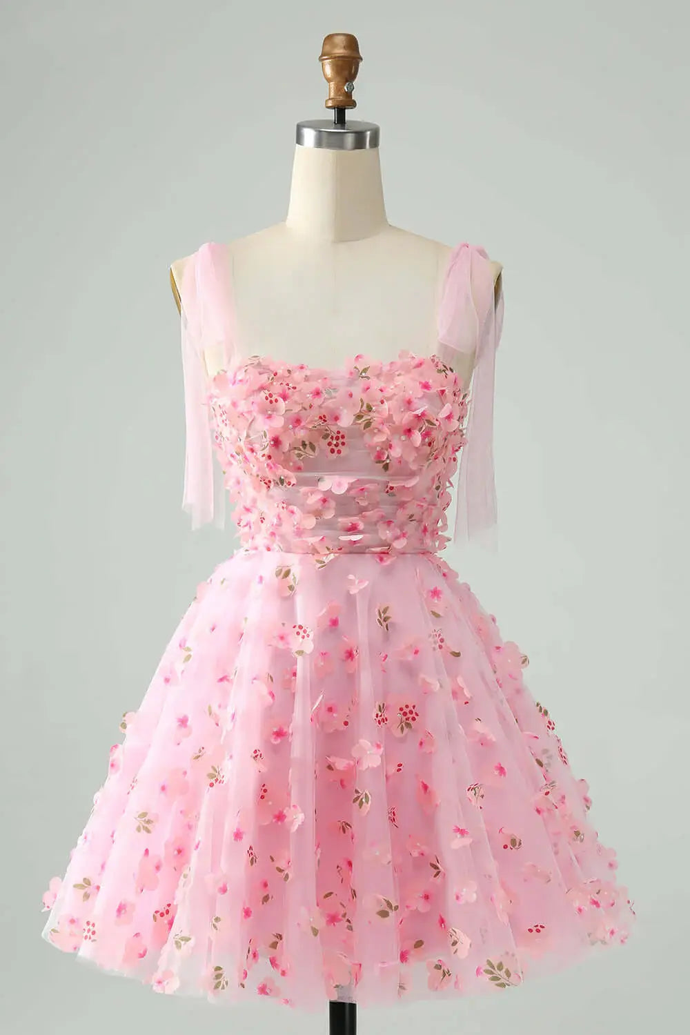 CNTNZ DRESS Hot Sale Homecoming Dress Elegant A-Line Tie Straps Corset 3D Floral Romantic Short Dress