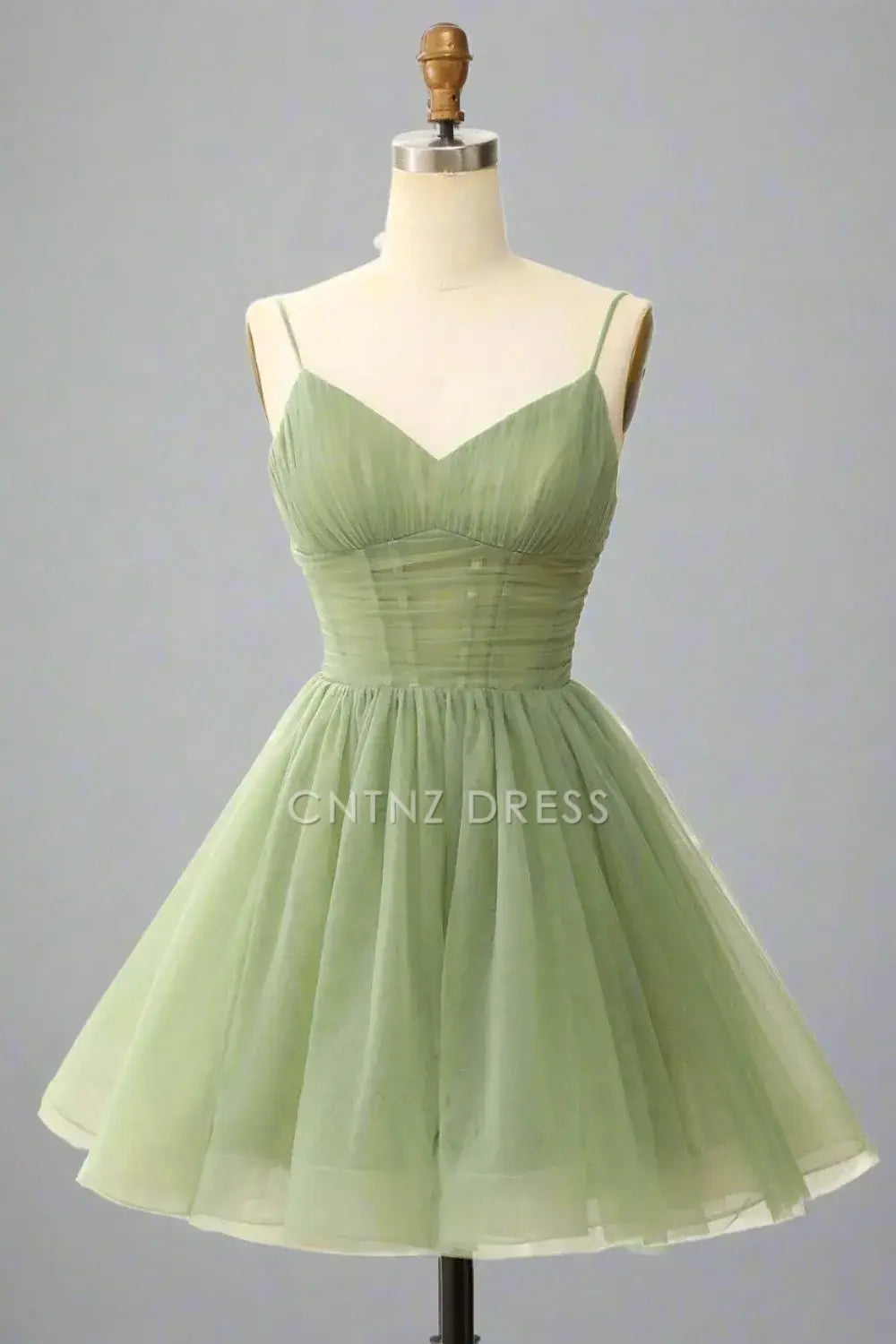 CNTNZ DRESS Hot Sale Homecoming Dress Elegant A-Line V-Neck Spaghetti Strap Pleated Fashion Short Dress
