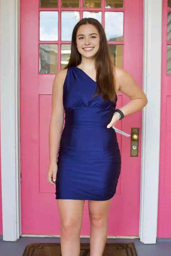 CNTNZ DRESS Hot Sale Homecoming Dress Elegant Sheath Tight One Shoulder Pleated Simple Short Dress