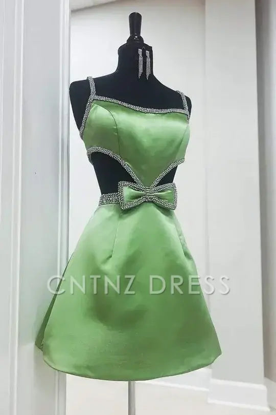 CNTNZ DRESS Hot Sale Homecoming Dress Sparkle A-Line Spaghetti Strap Backless Beaded Fashion Short Dress