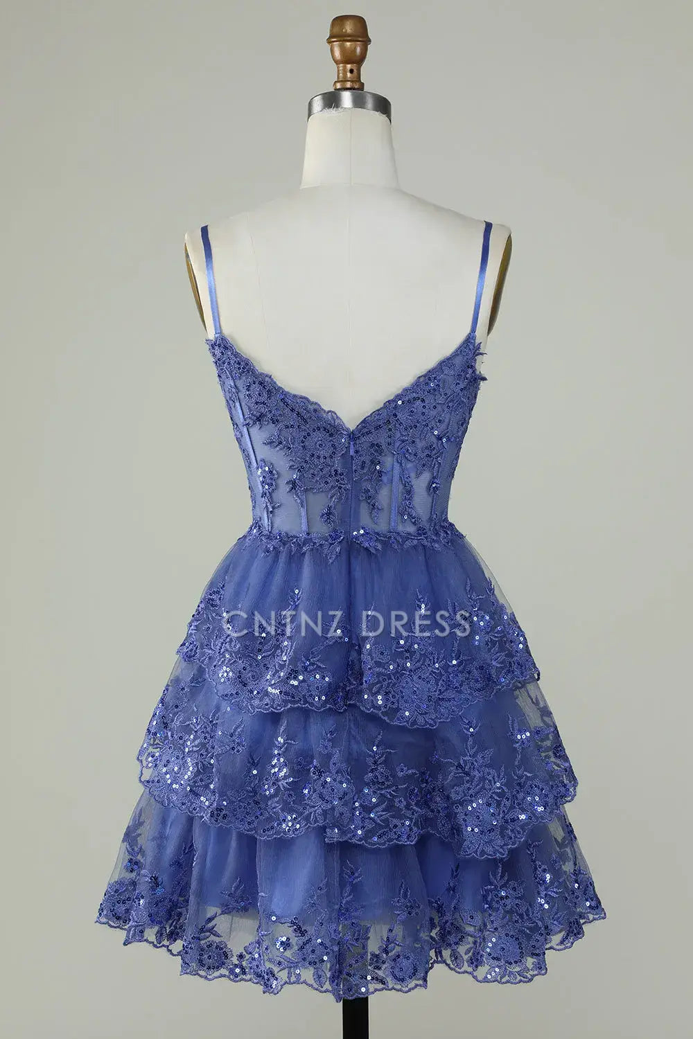 CNTNZ DRESS Hot Sale Homecoming Dress Sparkle A Line Corset Sweetheart Neckline Spaghetti Strap Sequins Layered Ruched Exquisite Short Dress