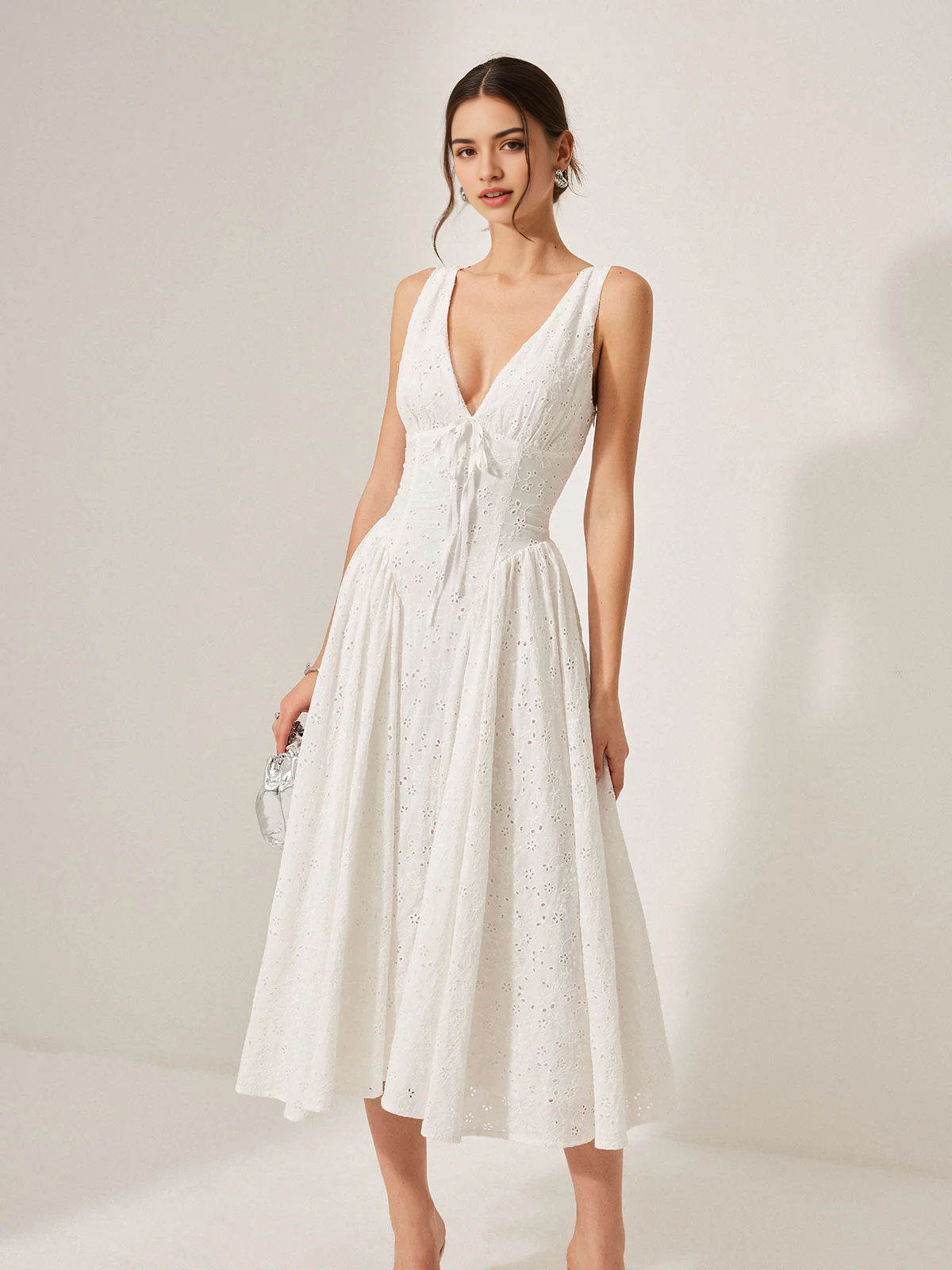 CNTNZ DRESS New Prom Dress A Line Deep V Neck Sleeveless Lace Back Lace-Up Dress Exquisite Formal Women's Dress