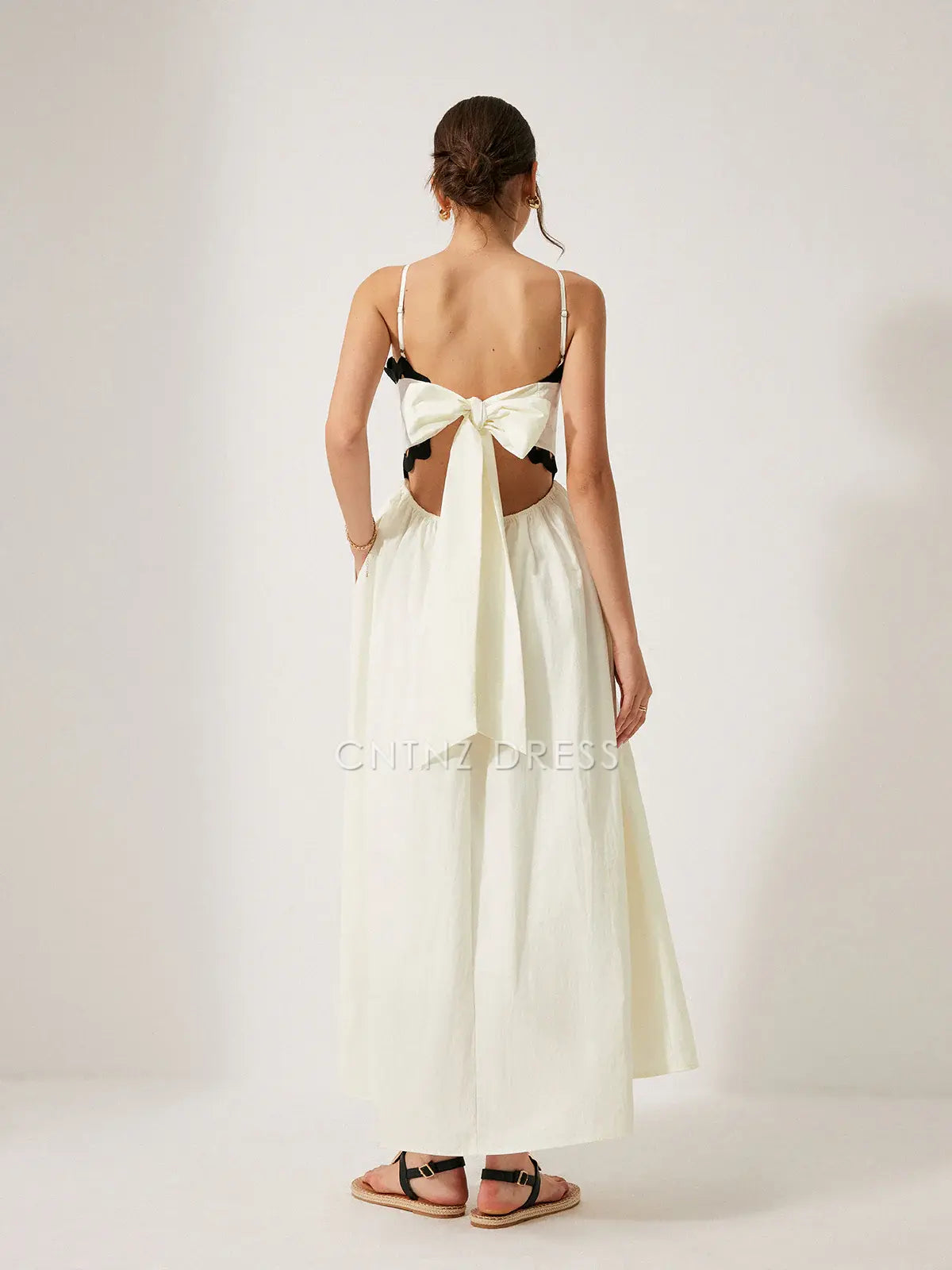 CNTNZ DRESS New Prom Dress A Line Spaghetti Strap Scalloped Trim Back Tie Backless Elegant Dress Formal Women's Dress