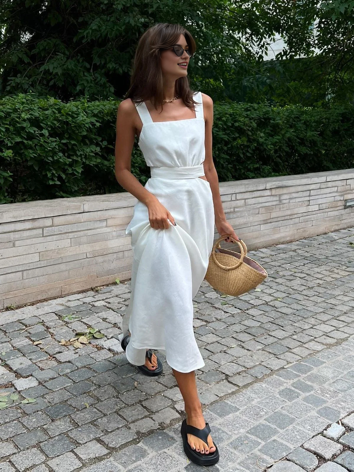 CNTNZ DRESS New Prom Dress A Line Square Neck Sleeveless Minimalism Back Knotted Fashion Formal Women's Dress