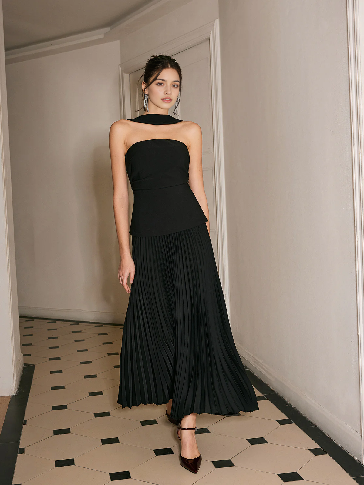 CNTNZ DRESS New Prom Dress A Line Strapless Pleated Panel Exquisite Dress Formal Women's Dress