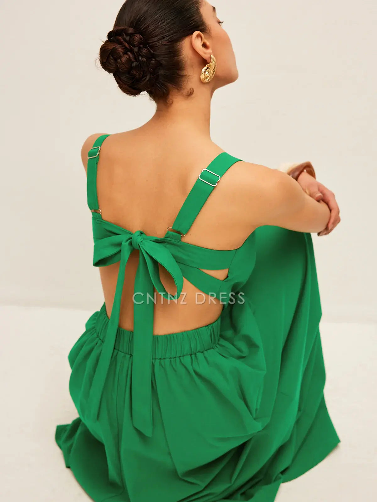 CNTNZ DRESS New Prom Dress A Line V Neck Sleeveless Back Tie Backless Fashion Dress Formal Women's Dress