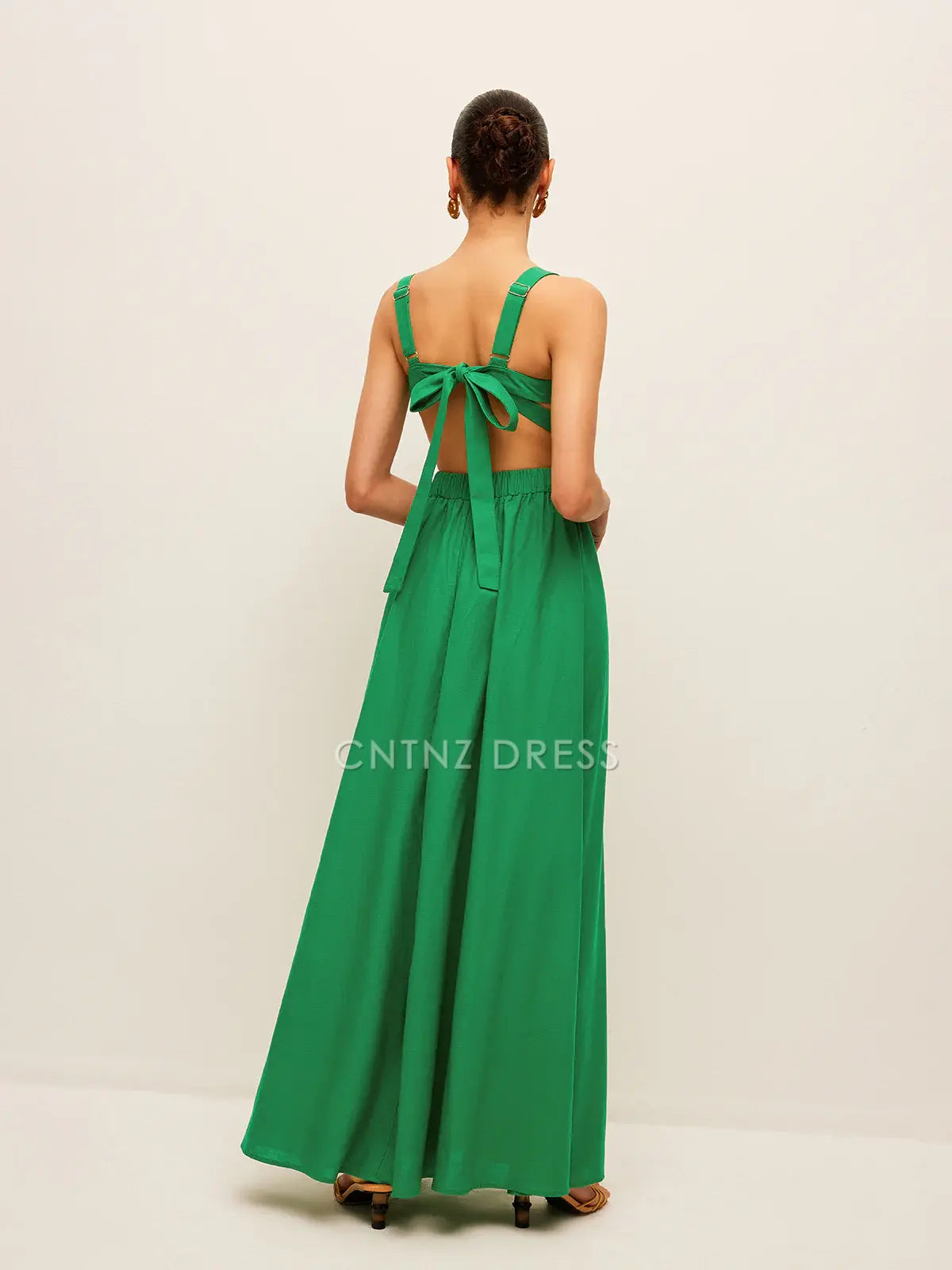 CNTNZ DRESS New Prom Dress A Line V Neck Sleeveless Back Tie Backless Fashion Dress Formal Women's Dress