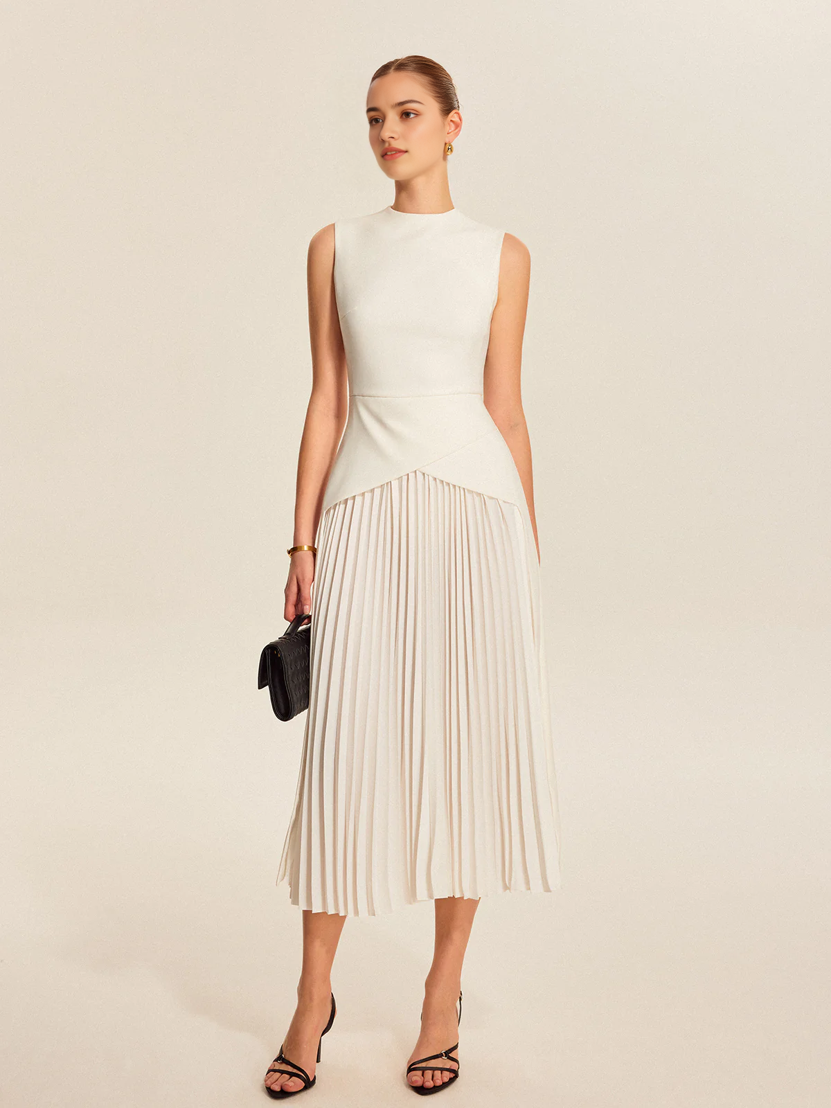 CNTNZ DRESS New Prom Dress Sheath/Column Crew Neck Sleeveless Pleated Fashion Formal Women's Dress