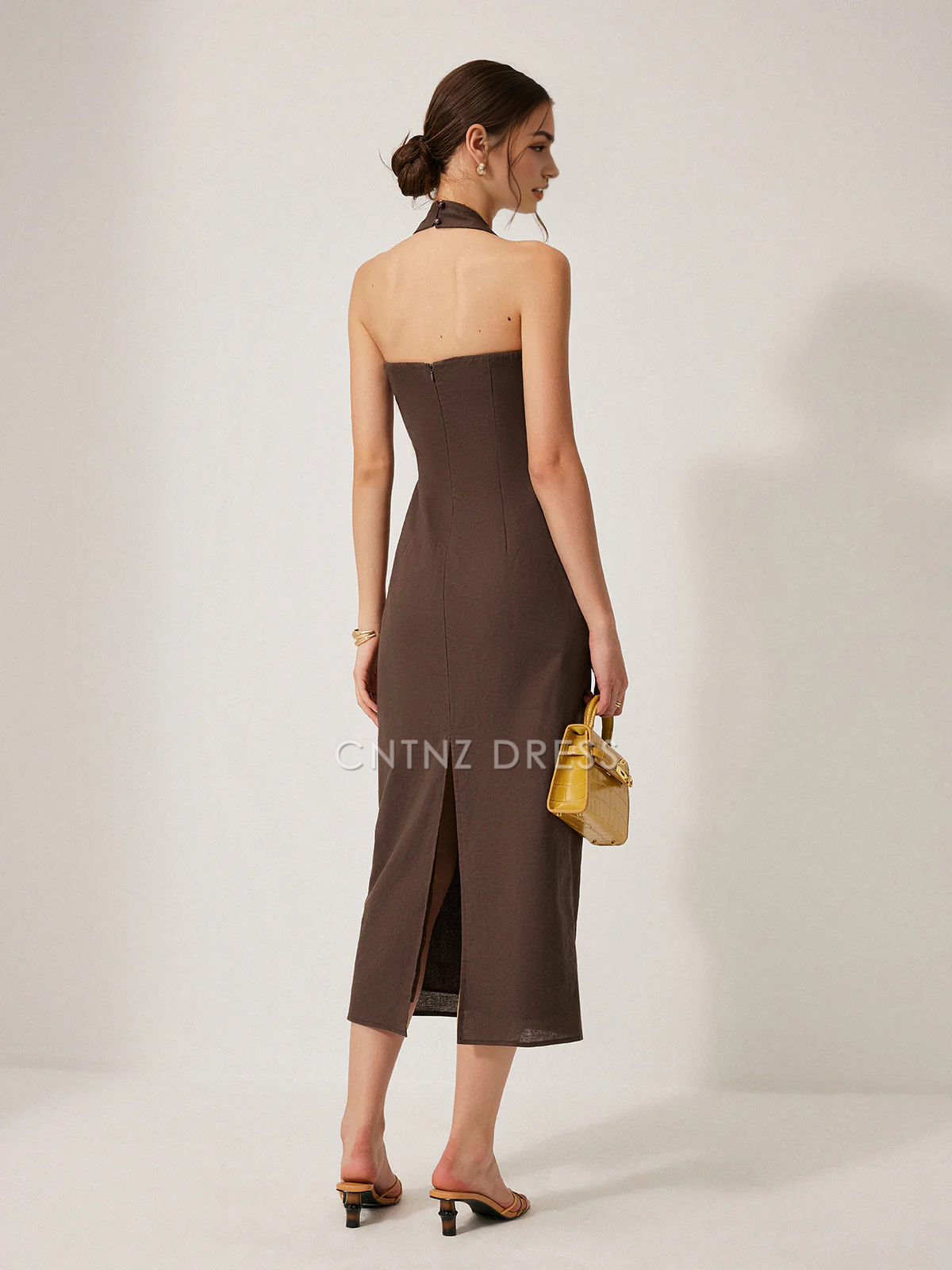 CNTNZ DRESS New Prom Dress Sheath Halter Backless Split Dress Elegant Simple Formal Women's Dress