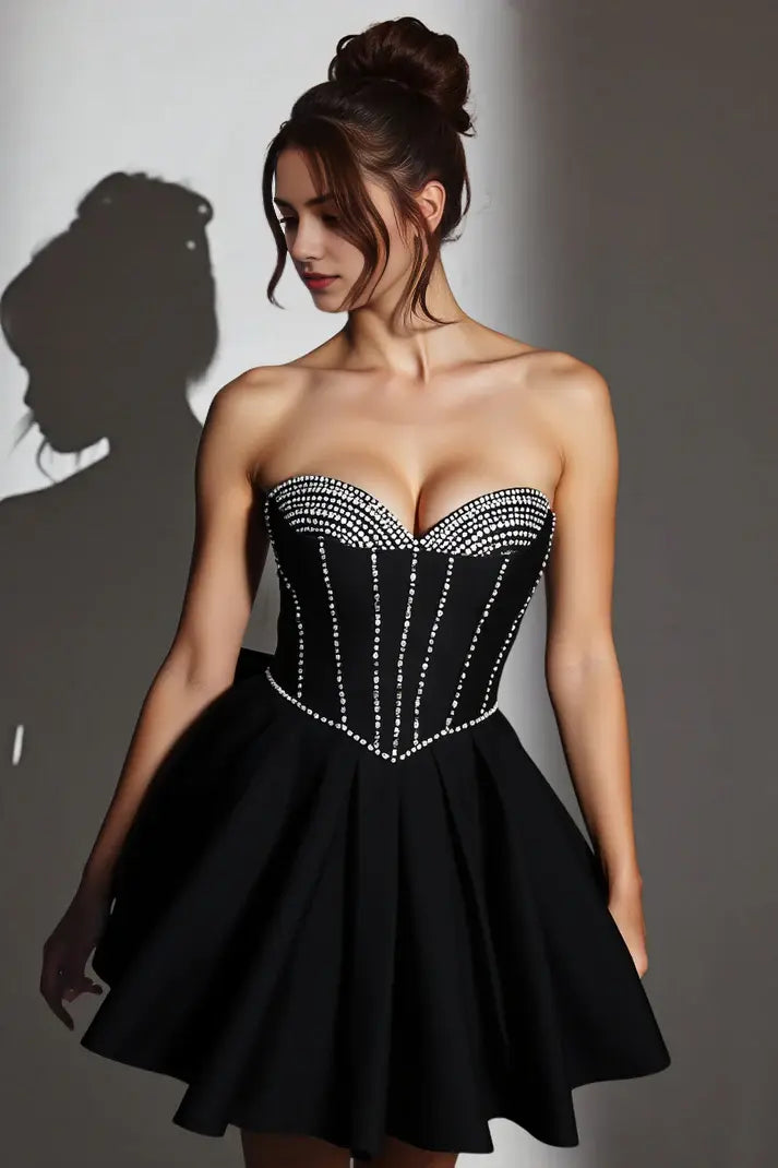 CNTNZ DRESS Short Prom Dress Elegant A-Line Strapless Sweetheart Beaded With Bowknot Ruched Exquisite New Hot Sale Homecoming Dress