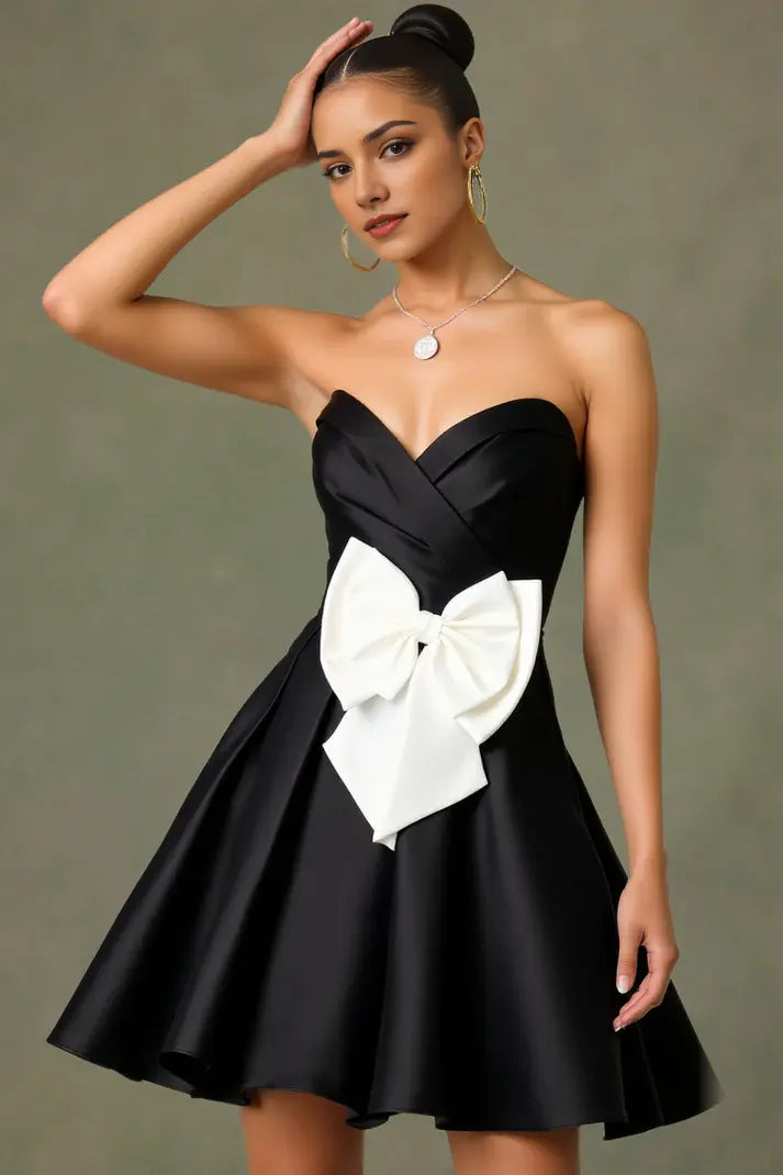 CNTNZ DRESS Short Prom Dress Elegant A-Line Strapless Sweetheart Neckline Pleated Bowknot Simple Youthful New Hot Sale Homecoming Dress