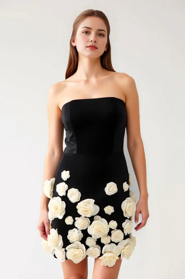 CNTNZ DRESS Short Prom Dress Exquisite Sheath Strapless Intricate 3D Flowers Romantic New Hot Sale Homecoming Dress