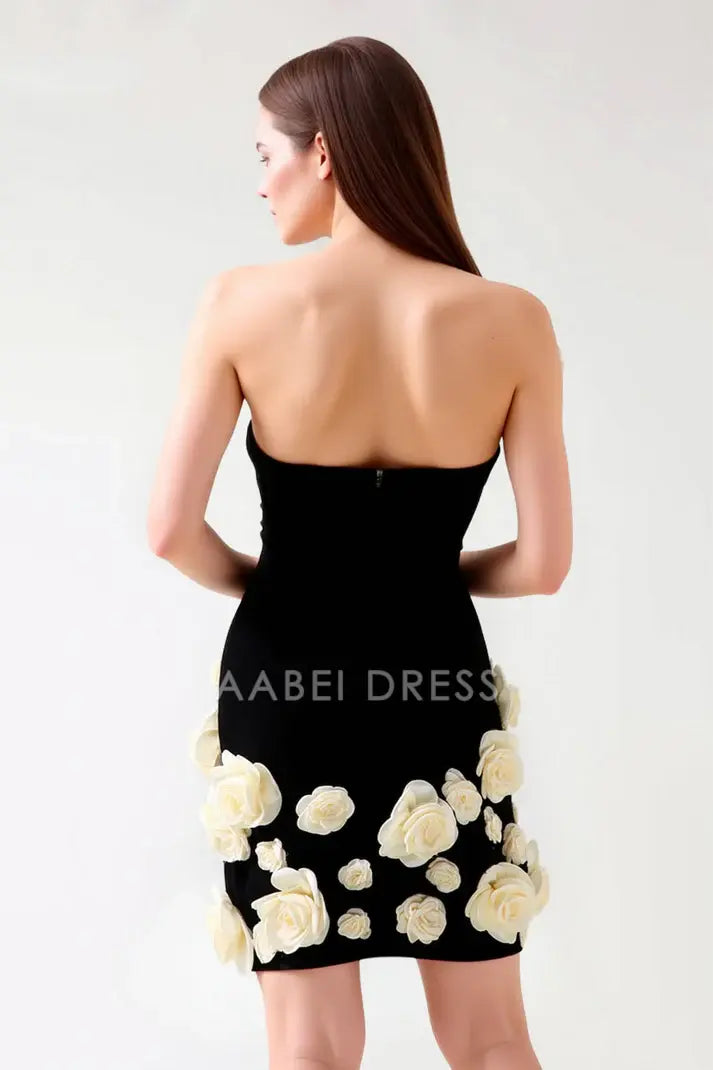 CNTNZ DRESS Short Prom Dress Exquisite Sheath Strapless Intricate 3D Flowers Romantic New Hot Sale Homecoming Dress