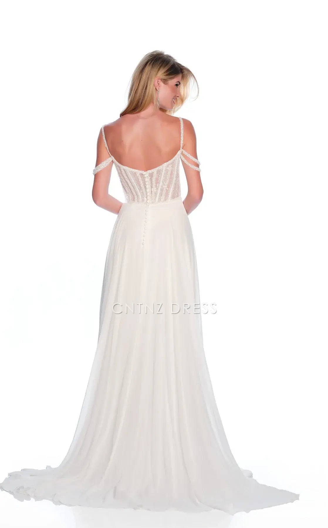CNTNZ DRESS Sparkle A Line Spaghetti Strap Square Neckline Beadwork Backless Floor-Length Gorgeous Hot Sale Wedding Dress