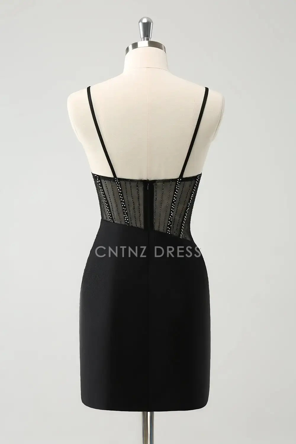 CNTNZ DRESS Sparkle Bodycon V Neck Spaghetti Straps Corset Beading Fashion Short Dress Hot Sale Homecoming Dress