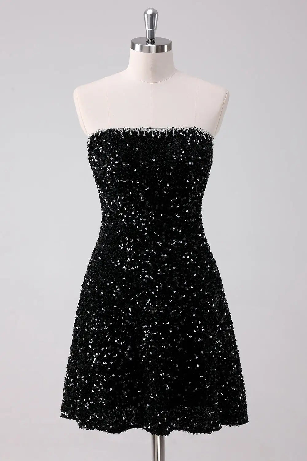 CNTNZ DRESS Sparkly A-Line Strapless Sequins Elegant Short Dress Hot Sale Homecoming Dress