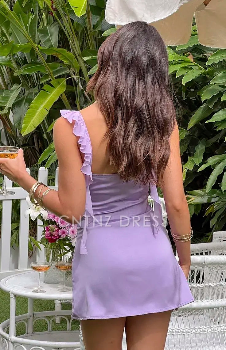 CNTNZ DRESS Unique A Line Sweetheart with Ruffles Cute Cocktail Dress Short Homecoming Dress