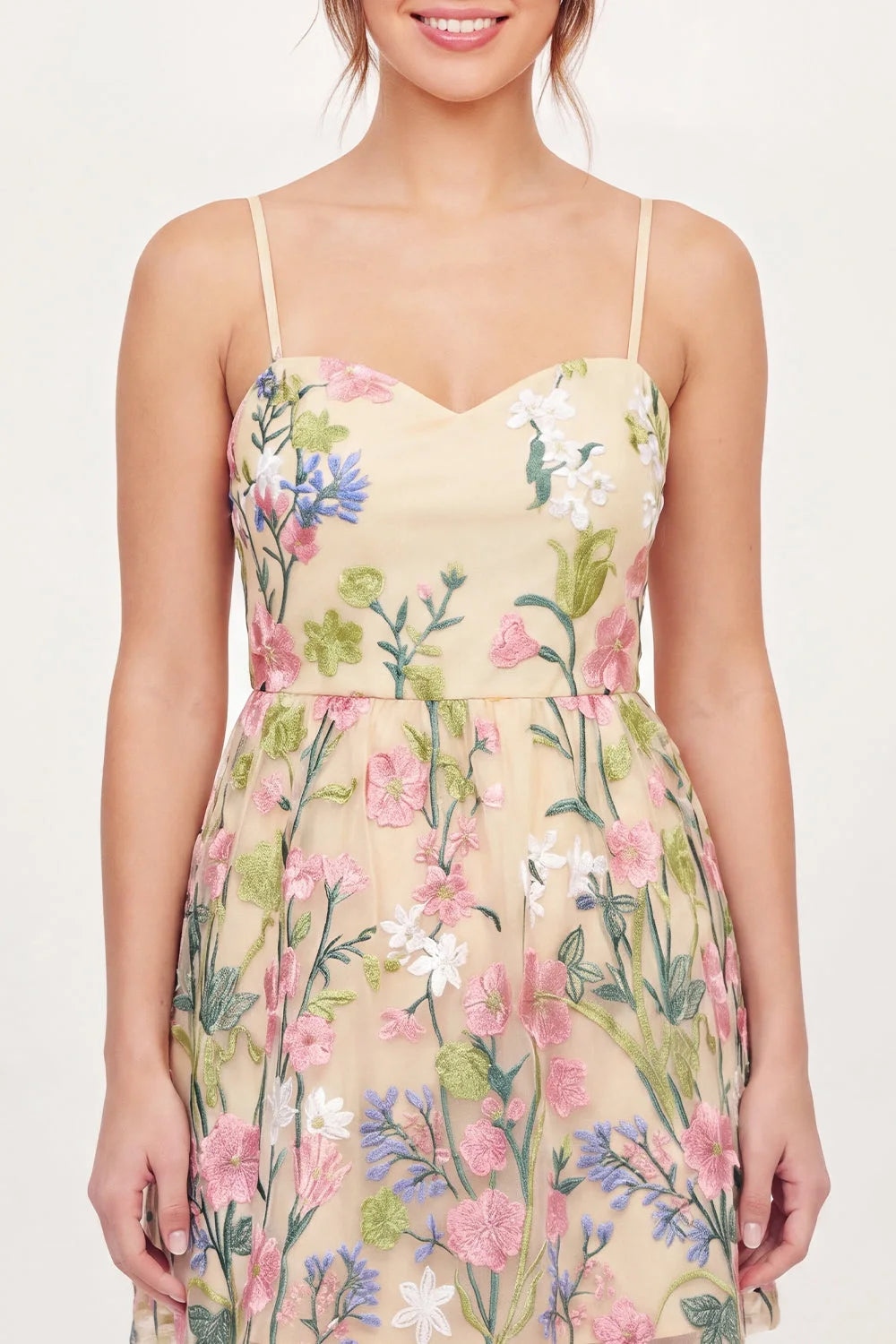 Charming A-Line Sweetheart Sleeveless Embroidered Floral Mini Homecoming Dress