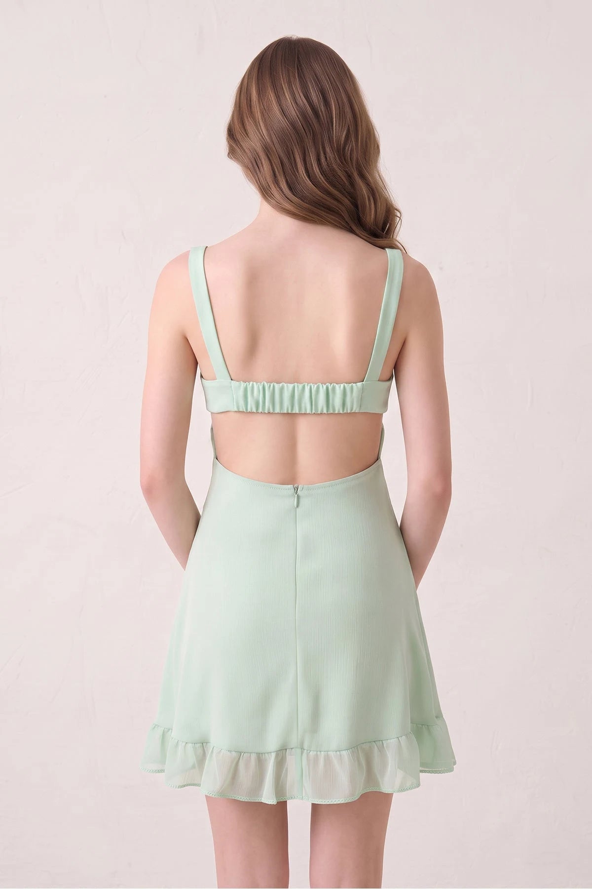 Charming A-Line Sweetheart Sleeveless Ruffled Cutout Mint Mini Homecoming Dress