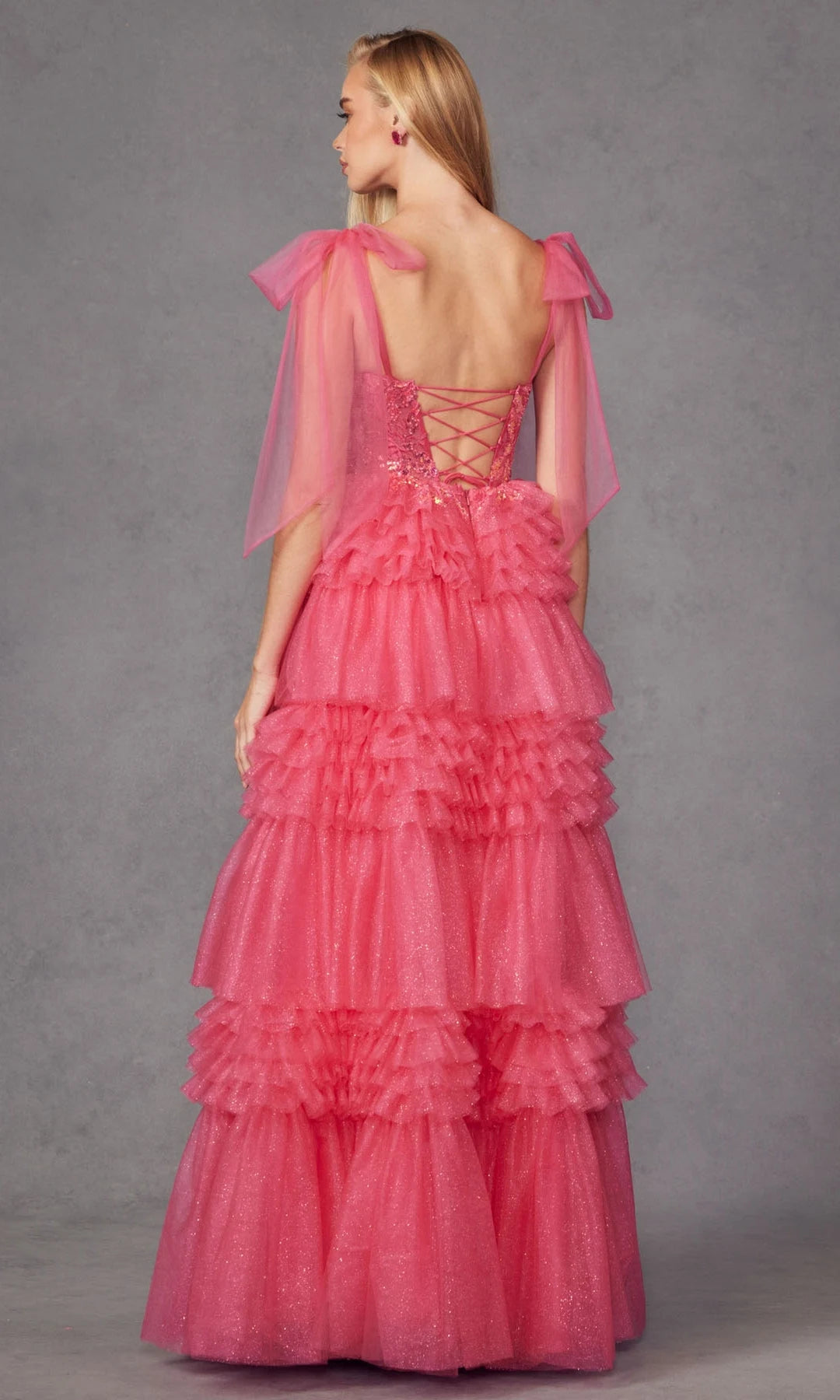 Charming A-Line Sweetheart Sleeveless Tiered Slit Pink Long Prom Dresses Women