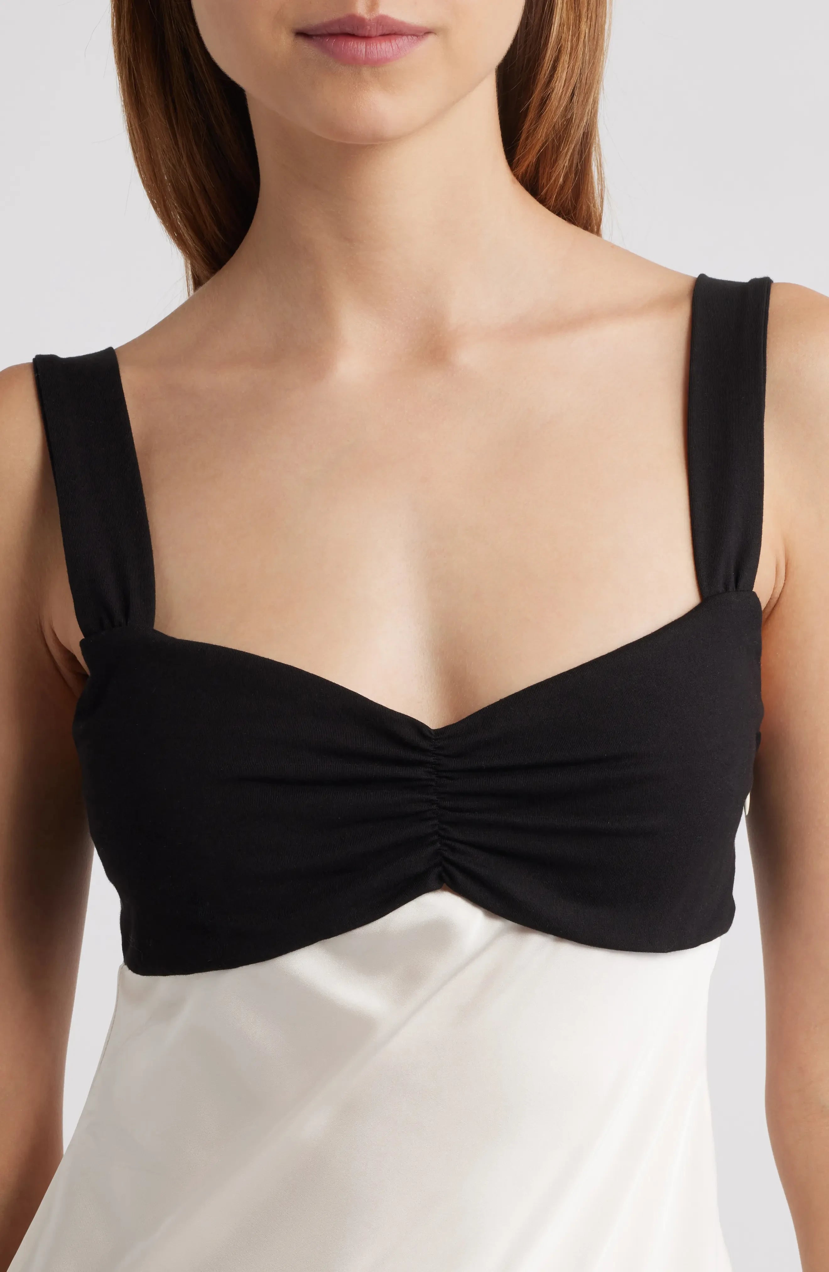 Chic A-Line Sweetheart Sleeveless Ruched Two-Tone Mini Homecoming Party Dress.