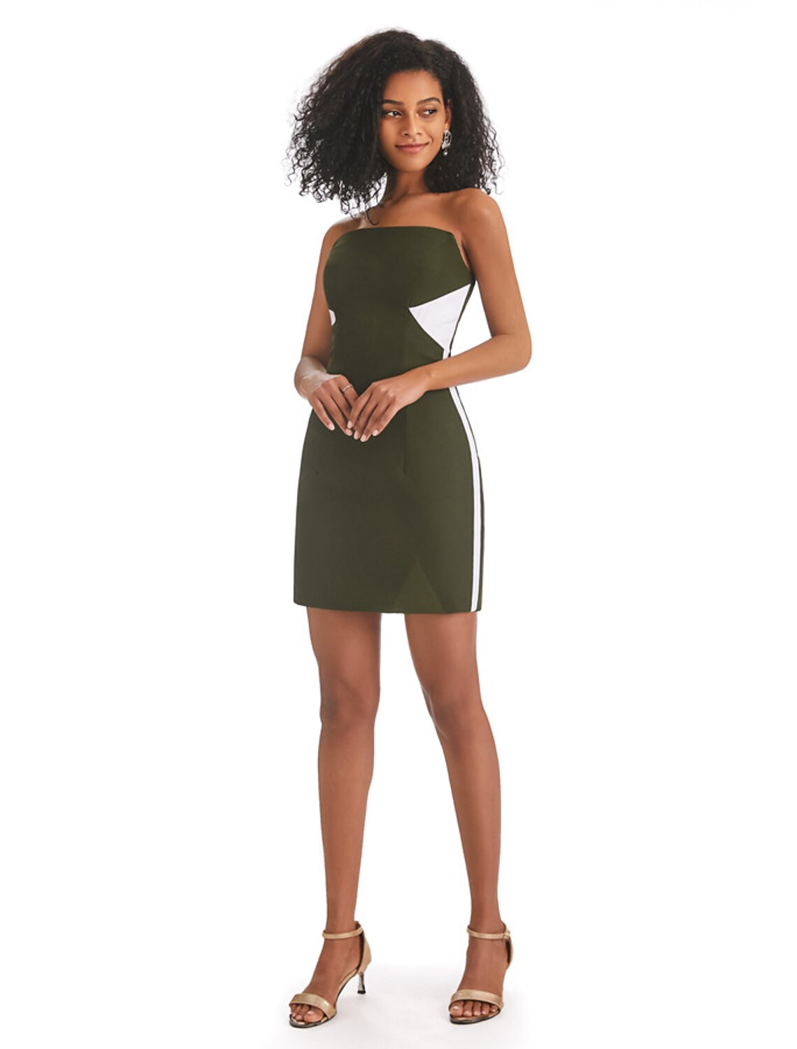Chic Sheath Column Strapless Color Block Fringe Short Mini Homecoming Dress for Women.