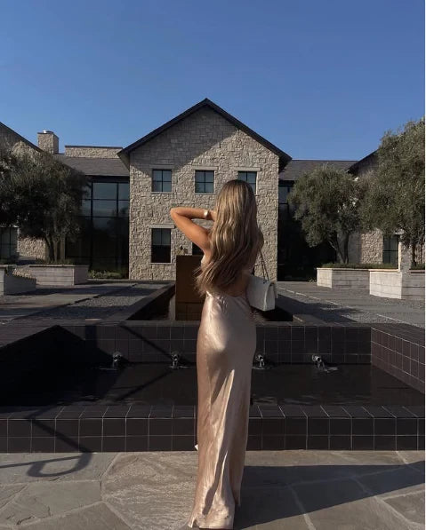 Chic Sheath Spaghetti-Strap Sleeveless Backless Floor-Length Evening Dress