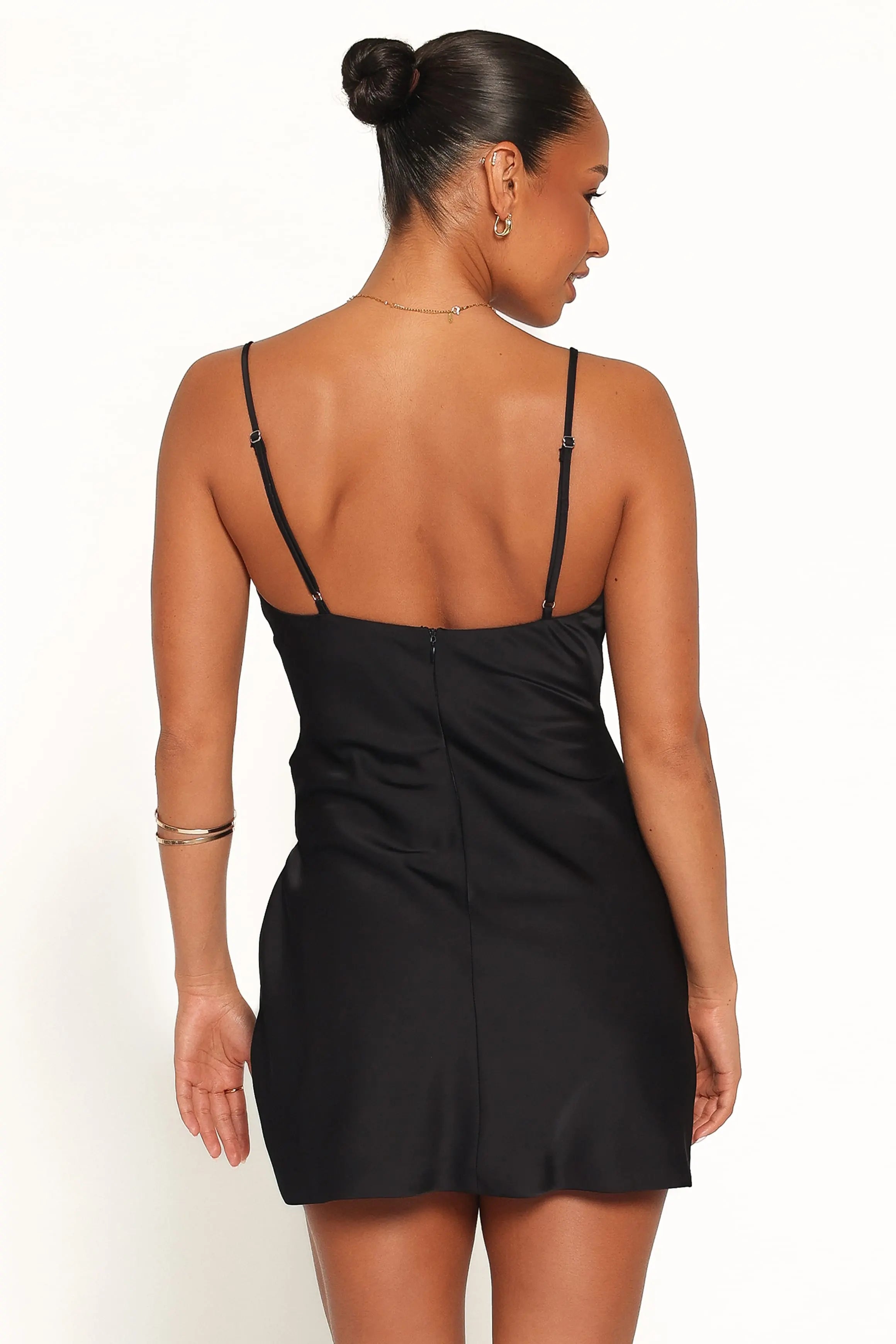 Chic A-Line Cowl Neck Sleeveless Draped Wrap Black Mini Homecoming Dress