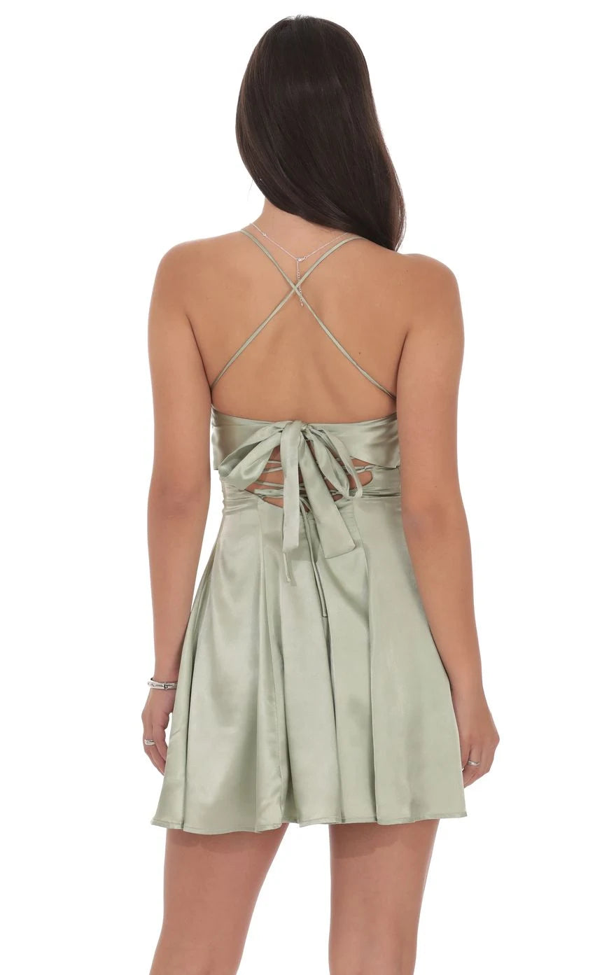 Chic A-Line Cowl Neck Sleeveless Ruched Mini Sage Green Homecoming Dress