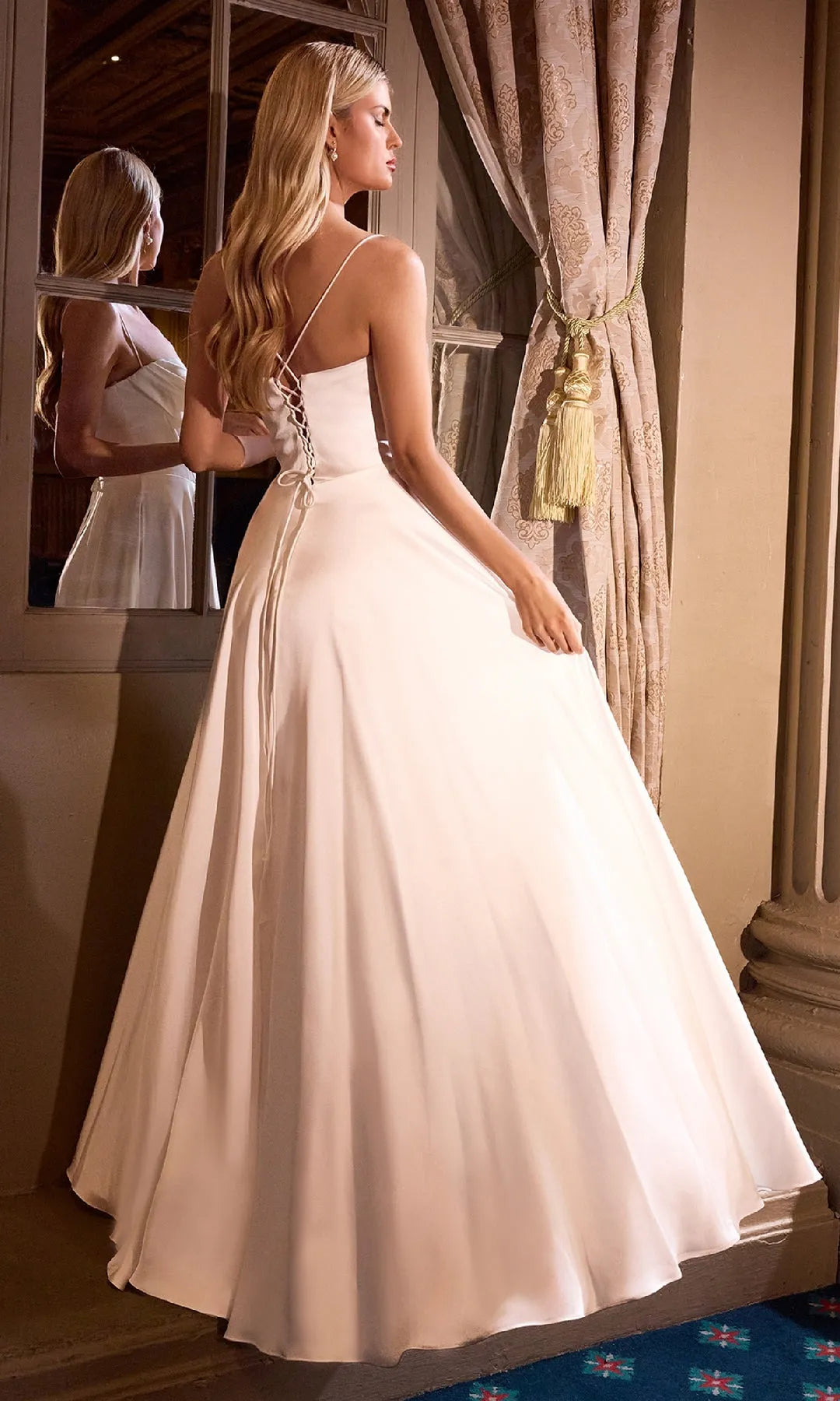 Chic A-Line Cowl Sleeveless Corset Pleated Ivory Maxi Prom Dresses Women