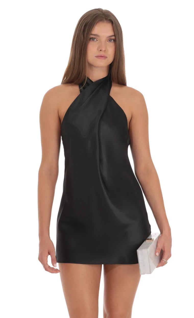 Chic A-Line Halter Sleeveless Draped Backless Fuchsia Mini Homecoming Dress Women's